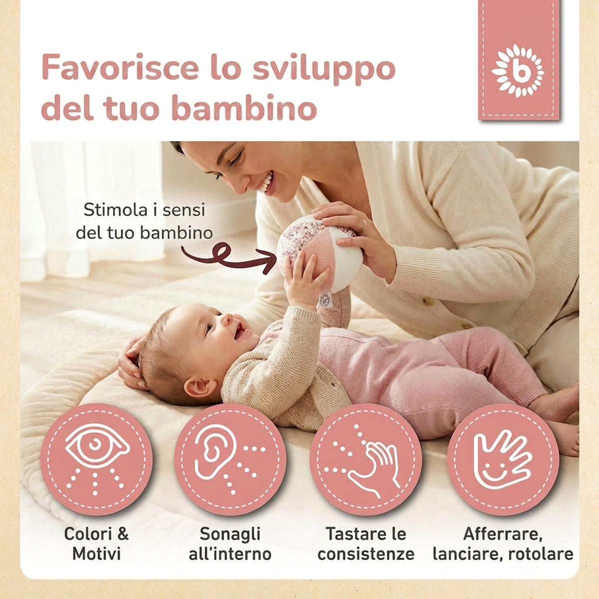 Veloursball Ella mit Rassel - IT Infographic