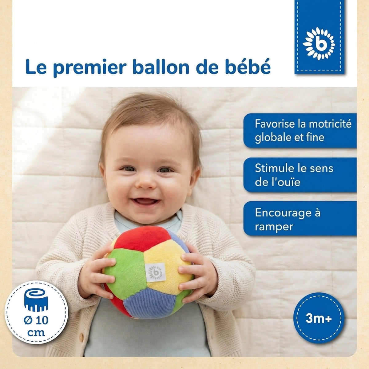 Veloursball mit  Rassel - 10 cm - FR Infographic