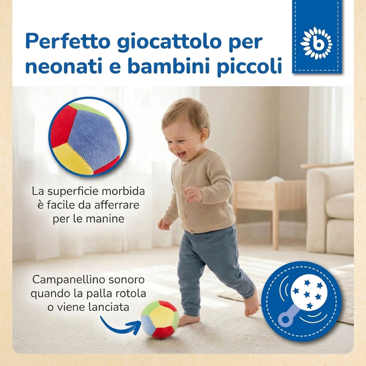 Veloursball mit  Rassel - 10 cm - IT Infographic