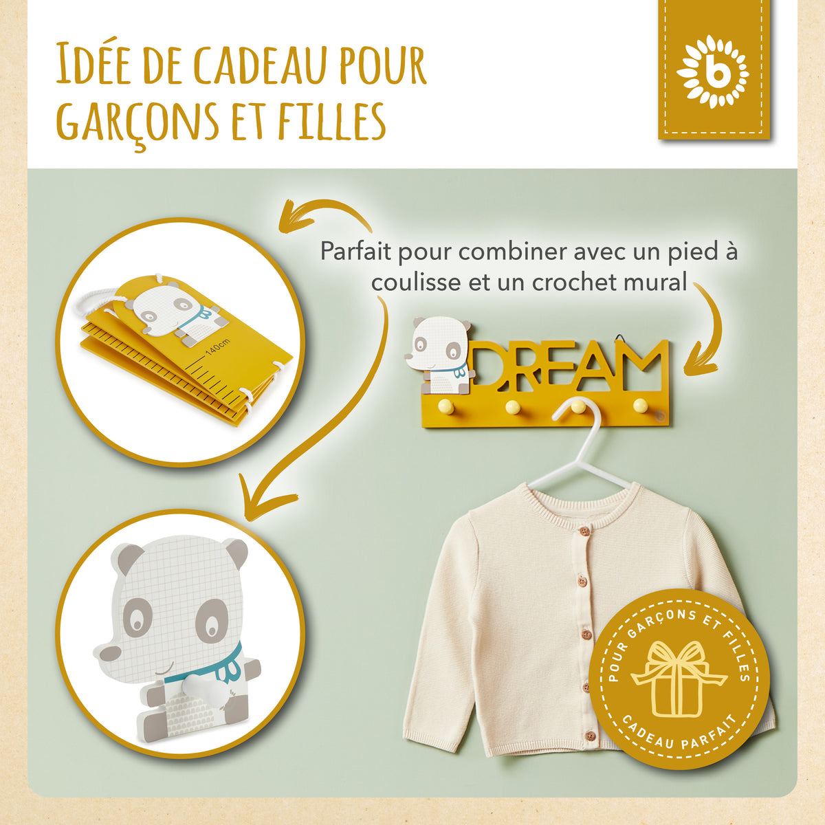 Wandgarderobe Panda - FR Infographic