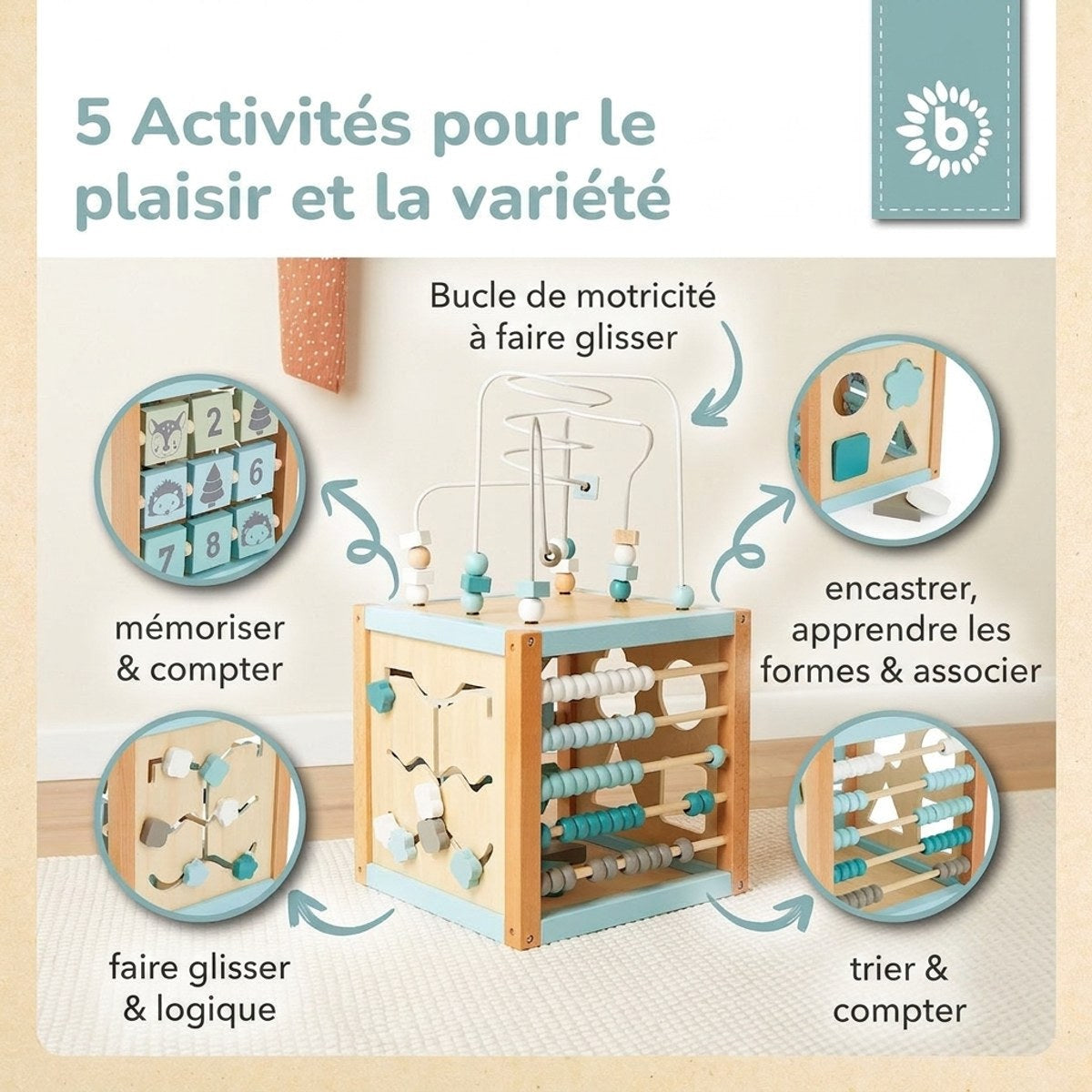 Motorikwürfel Waldtiere XXL FSC® - FR Infographic