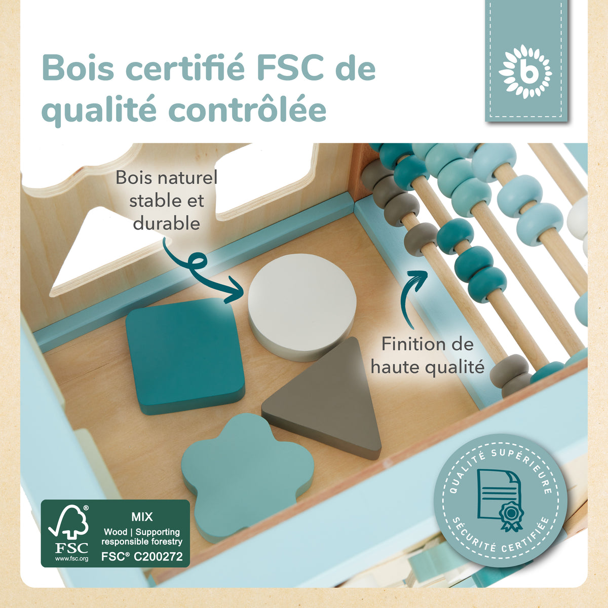 Motorikwürfel Waldtiere XXL FSC® - FR Infographic